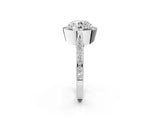 White gold Round Halo Diamond Engagement Ring with Split Shank Band and Four-Prong Setting_28