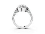 White gold Round Halo Diamond Engagement Ring with Split Shank Band and Four-Prong Setting_29