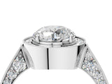 White gold Round Halo Diamond Engagement Ring with Split Shank Band and Four-Prong Setting_30