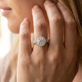 White gold Round Halo Diamond Engagement Ring with Split Shank Band and Four-Prong Setting_43