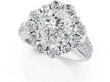 White gold Round Halo Diamond Engagement Ring with Split Shank and Prong Setting_145