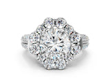 White gold Round Halo Diamond Engagement Ring with Split Shank and Prong Setting_148