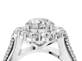 White gold Round Halo Diamond Engagement Ring with Split Shank and Prong Setting_148