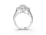 White gold Round Halo Diamond Engagement Ring with Split Shank and Prong Setting_151