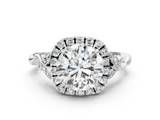 White gold Round Halo Diamond Engagement Ring with Vintage-Inspired Band and Four-Prong Setting_21