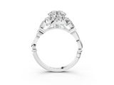 White gold Round Halo Diamond Engagement Ring with Vintage-Inspired Band and Four-Prong Setting_24