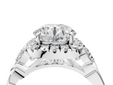 White gold Round Halo Diamond Engagement Ring with Vintage-Inspired Band and Four-Prong Setting_25
