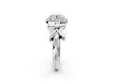 White gold Round Halo Diamond Floral Band with Four-Prong Setting_108
