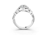White gold Round Halo Diamond Floral Band with Four-Prong Setting_116