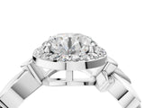 White gold Round Halo Diamond Floral Band with Four-Prong Setting_117