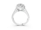 White gold Round Halo Diamond Floral Split Shank Engagement Ring 3