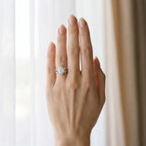 White gold Round Halo Diamond Floral Split Shank Engagement Ring_12