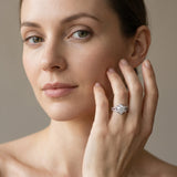 White gold Round Halo Diamond Floral Split Shank Engagement Ring_13