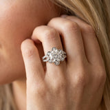 White gold Round Halo Diamond Floral Split Shank Engagement Ring_14