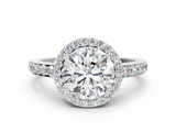 White gold Round Halo Diamond Pavé Band Ring with Prong Setting_18