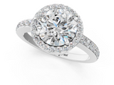 White gold Round Halo Diamond Pavé Band Ring with Prong Setting_19