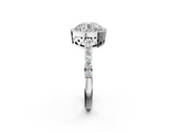 White gold Round Halo Diamond Pavé Band Ring with Prong Setting_20