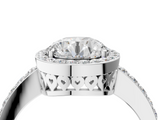 White gold Round Halo Diamond Pavé Band Ring with Prong Setting_24