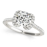 White gold Round Halo Diamond Pavé Band with Four-Prong Setting 1