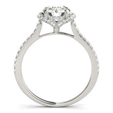 White gold Round Halo Diamond Pavé Band with Four-Prong Setting