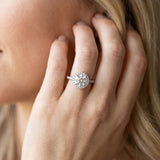 White gold Round Halo Diamond Pavé Band with Four-Prong Setting_26