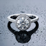White gold Round Halo Diamond Pavé Band with Four-Prong Setting_27