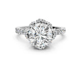 White gold Round Halo Diamond Pave Band Ring with Four-Prong Setting_15
