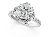 White gold Round Halo Diamond Pave Band Ring with Four-Prong Setting_16