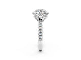 White gold Round Halo Diamond Pave Band Ring with Four-Prong Setting_17