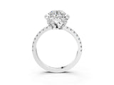 White gold Round Halo Diamond Pave Band Ring with Four-Prong Setting_18