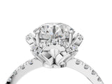 White gold Round Halo Diamond Pave Band Ring with Four-Prong Setting_19