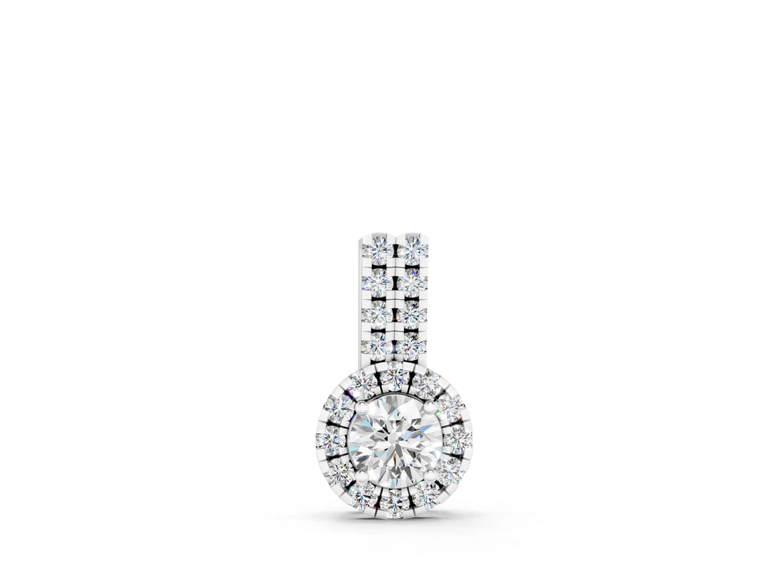 White gold Round Halo Diamond Pendant with Double Prong Setting_4