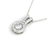 White gold Round Halo Diamond Pendant with Prong Setting 1