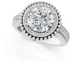 White gold Round Halo Diamond Ring with Beaded Split Shank and Four-Prong Setting_15
