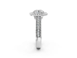 White gold Round Halo Diamond Ring with Beaded Split Shank and Four-Prong Setting_16