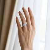 White gold Round Halo Diamond Ring with Milgrain Bezel and Prong Setting_24