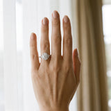 White gold Round Halo Diamond Ring with Milgrain Pave Band and Prong Setting_6