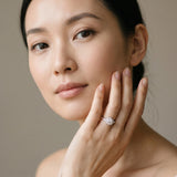 White gold Round Halo Diamond Ring with Milgrain Pave Band and Prong Setting_7