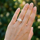 White gold Round Halo Diamond Ring with Milgrain and Bezel Accents on a Split Shank Band_305