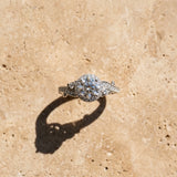 White gold Round Halo Diamond Ring with Milgrain and Bezel Accents on a Split Shank Band_306
