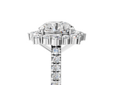 White gold Round Halo Diamond Ring with Pavé Band and Prong Setting_42