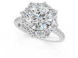 White gold Round Halo Diamond Ring with Pavé Band and Prong Setting_42