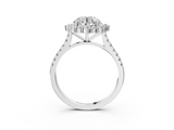 White gold Round Halo Diamond Ring with Pavé Band and Prong Setting_44