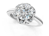 White gold Round Halo Diamond Ring with Round Cluster Setting, Solitaire Band, and Four-Prong Setting_50