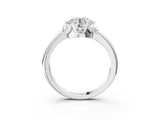 White gold Round Halo Diamond Ring with Round Cluster Setting, Solitaire Band, and Four-Prong Setting_52