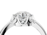 White gold Round Halo Diamond Ring with Round Cluster Setting, Solitaire Band, and Four-Prong Setting_53