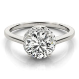 White gold Round Halo Diamond Ring with Solitaire Band and Four-Prong Setting 2