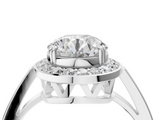 White gold Round Halo Diamond Ring with Split Shank and Four-Prong Setting_146