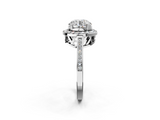 White gold Round Halo Diamond Ring with Split Shank and Four-Prong Setting_146