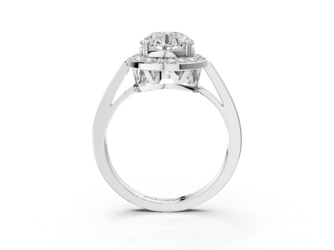 White gold Round Halo Diamond Ring with Split Shank and Four-Prong Setting_147
